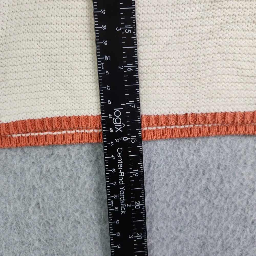 Moon & Madison Cropped Sweater Womens Large Orange Cream Checkerboard Knit Retro